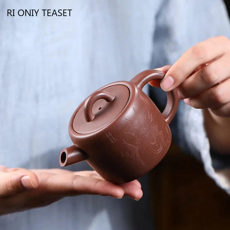 160ml Yixing Purple Clay Teapots Famous Artists Handmade Tea Pot Raw Ore Purple Mud Beauty Kettle Chinese Zisha Tea Set Gifts