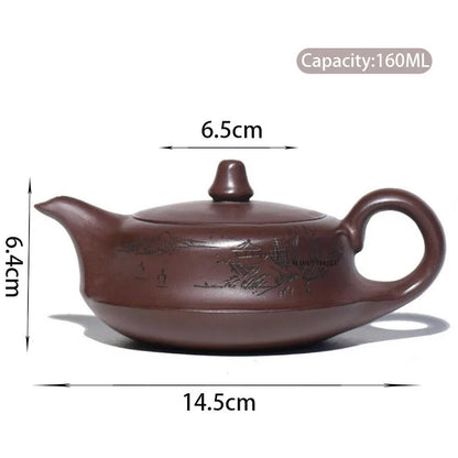160ml Yixing Purple Clay Teapots Famous Artists Handmade Tea Pot Raw Ore Purple Mud Beauty Kettle Chinese Zisha Tea Set Teaware