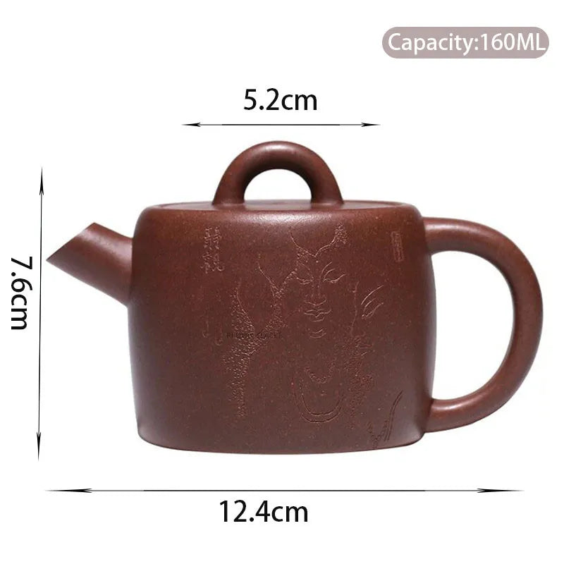 160ml Yixing Purple Clay Teapots Famous Artists Handmade Tea Pot Raw Ore Purple Mud Beauty Kettle Chinese Zisha Tea Set Gifts