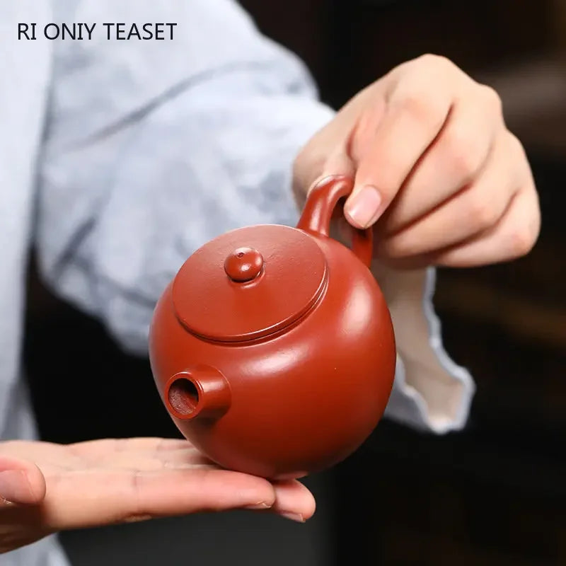 160ml Yixing Purple Clay Teapots Famous Handmade Ball Hole Filter Tea Pot Raw Ore Dahongpao Mud Kettle Chinese Zisha Tea Set