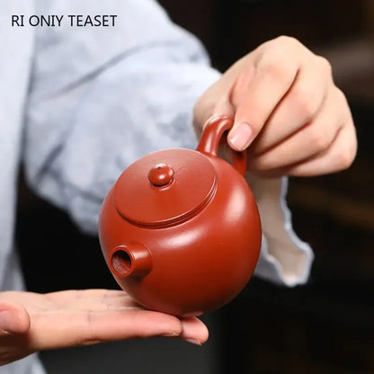 160ml Yixing Purple Clay Teapots Famous Handmade Ball Hole Filter Tea Pot Raw Ore Dahongpao Mud Kettle Chinese Zisha Tea Set