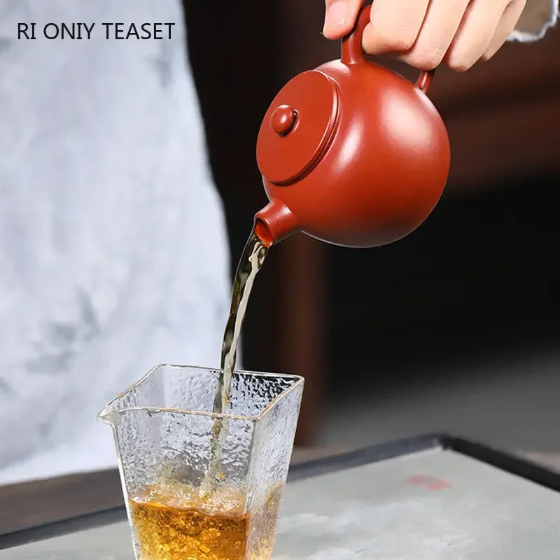 160ml Yixing Purple Clay Teapots Famous Handmade Ball Hole Filter Tea Pot Raw Ore Dahongpao Mud Kettle Chinese Zisha Tea Set