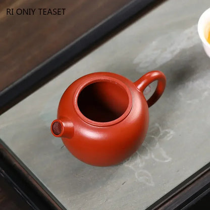 160ml Yixing Purple Clay Teapots Famous Handmade Ball Hole Filter Tea Pot Raw Ore Dahongpao Mud Kettle Chinese Zisha Tea Set