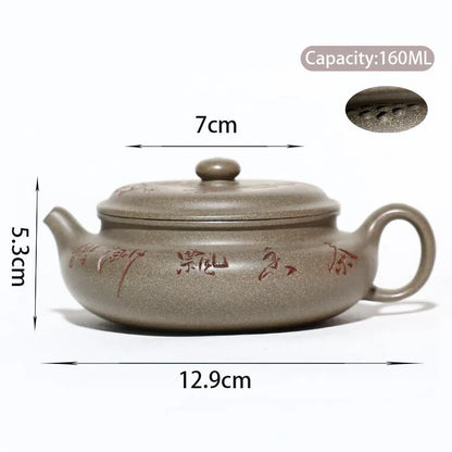 160ml Yixing Purple Clay Teapots Famous Handmade Tea Pot Raw Ore Grey Section Mud Kettle Chinese High-end Zisha Tea Set Teaware