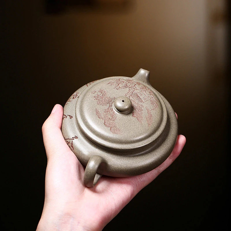 160ml Yixing Purple Clay Teapots Famous Handmade Tea Pot Raw Ore Grey Section Mud Kettle Chinese High-end Zisha Tea Set Teaware
