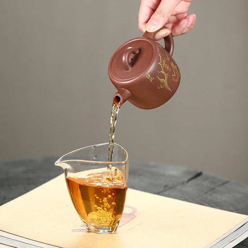 160ml Yixing Purple Clay Teapots Handmade Tea Pot Raw Ore Purple Mud Kettle Chinese High-end Zisha Tea Set Collection Gifts