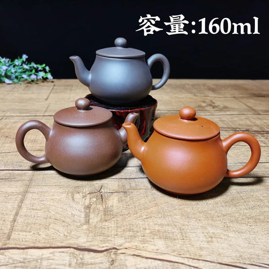 160ml Yixing Raw Ore Purple Sand Teapot Handmade Purple Mud Ball Hole Filter Kettle Zisha Beauty Stone Scoop Pot Home Tea Sets