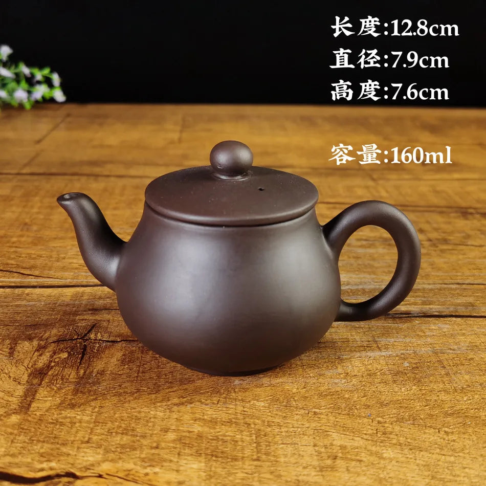 160ml Yixing Raw Ore Purple Sand Teapot Handmade Purple Mud Ball Hole Filter Kettle Zisha Beauty Stone Scoop Pot Home Tea Sets