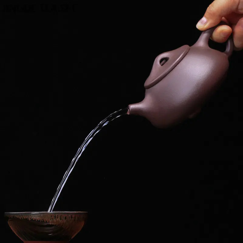 160ml Yixing Raw Ore Purple Sand Teapot Handmade Purple Mud Ball Hole Filter Kettle Zisha Beauty Stone Scoop Pot Home Tea Sets