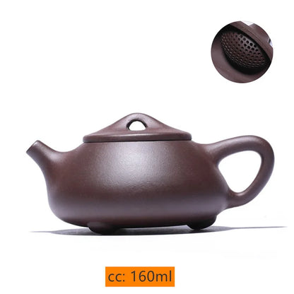 160ml Yixing Raw Ore Purple Sand Teapot Handmade Purple Mud Ball Hole Filter Kettle Zisha Beauty Stone Scoop Pot Home Tea Sets