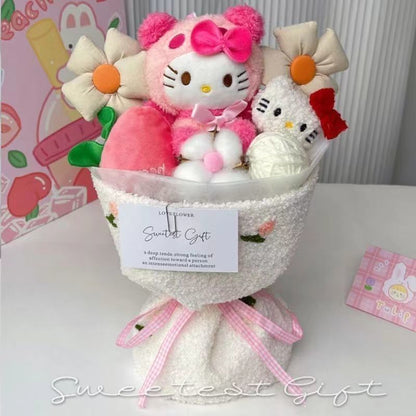 Cute Plush Doll Bouquet MyMelody Kuromi Cinnamoroll Stuffed Toy Doll Flower Gift