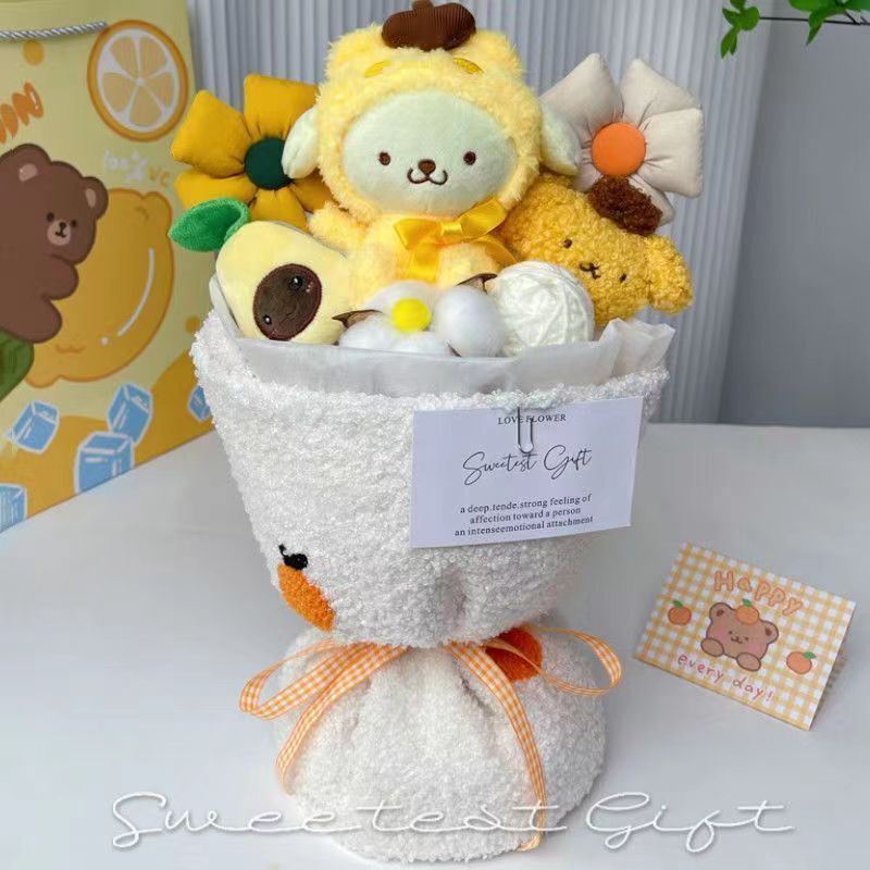 Cute Plush Doll Bouquet MyMelody Kuromi Cinnamoroll Stuffed Toy Doll Flower Gift