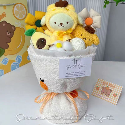 Cute Plush Doll Bouquet MyMelody Kuromi Cinnamoroll Stuffed Toy Doll Flower Gift