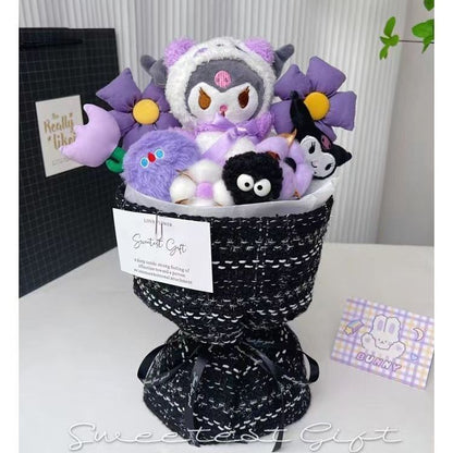 Cute Plush Doll Bouquet MyMelody Kuromi Cinnamoroll Stuffed Toy Doll Flower Gift