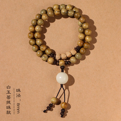 Old Material Green Sandalwood Buddha Bead Bracelet Sandalwood Bracelet