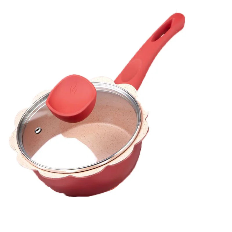 16CM Aluminum Baby Food Supplement Pot Stockpots Maifan Stone Children Milk Pot Soup Pot Noodle Omelette Pot  Kitchen Supplies