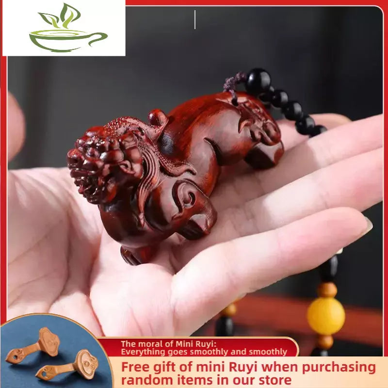 【Pterocarpus Santalinus 】 Fortunate Pi Xiu Small Ornaments Wood Carving Pieces Statue Sculpture Modern Art Office Decoration