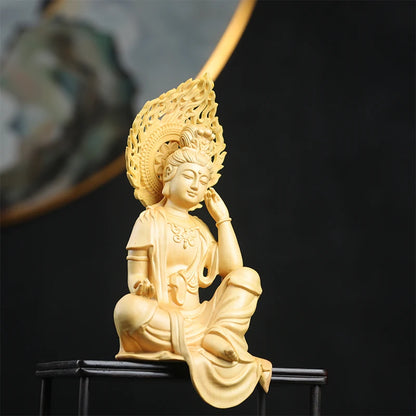 16cm Boxwood Buddha Feng Shui Car Hanging Wood Statue Zen Real Wood Wood Sculpture Home Décor Rich God