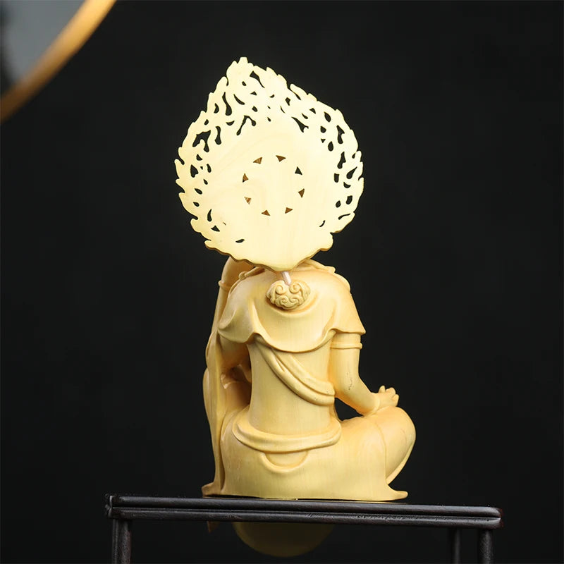 16cm Boxwood Buddha Feng Shui Car Hanging Wood Statue Zen Real Wood Wood Sculpture Home Décor Rich God