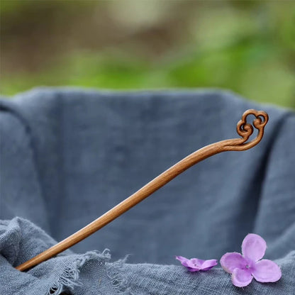 16cm Sandalwood Hairpin Female Chinese Traditional Style Hanfu Costume Simple Headdress Wood Feng Shui Crafts Gift Hairpin