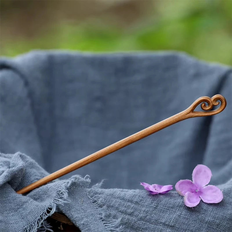 16cm Sandalwood Hairpin Female Chinese Traditional Style Hanfu Costume Simple Headdress Wood Feng Shui Crafts Gift Hairpin