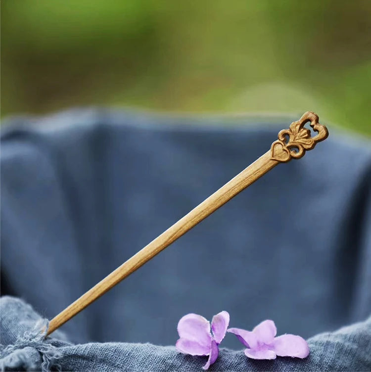 16cm Sandalwood Hairpin Female Chinese Traditional Style Hanfu Costume Simple Headdress Wood Feng Shui Crafts Gift Hairpin