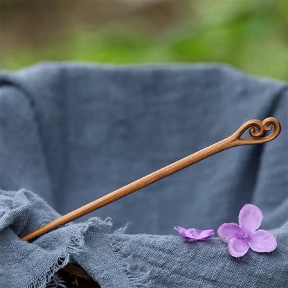 16cm Sandalwood Hairpin Female Chinese Traditional Style Hanfu Costume Simple Headdress Wood Feng Shui Crafts Gift Hairpin