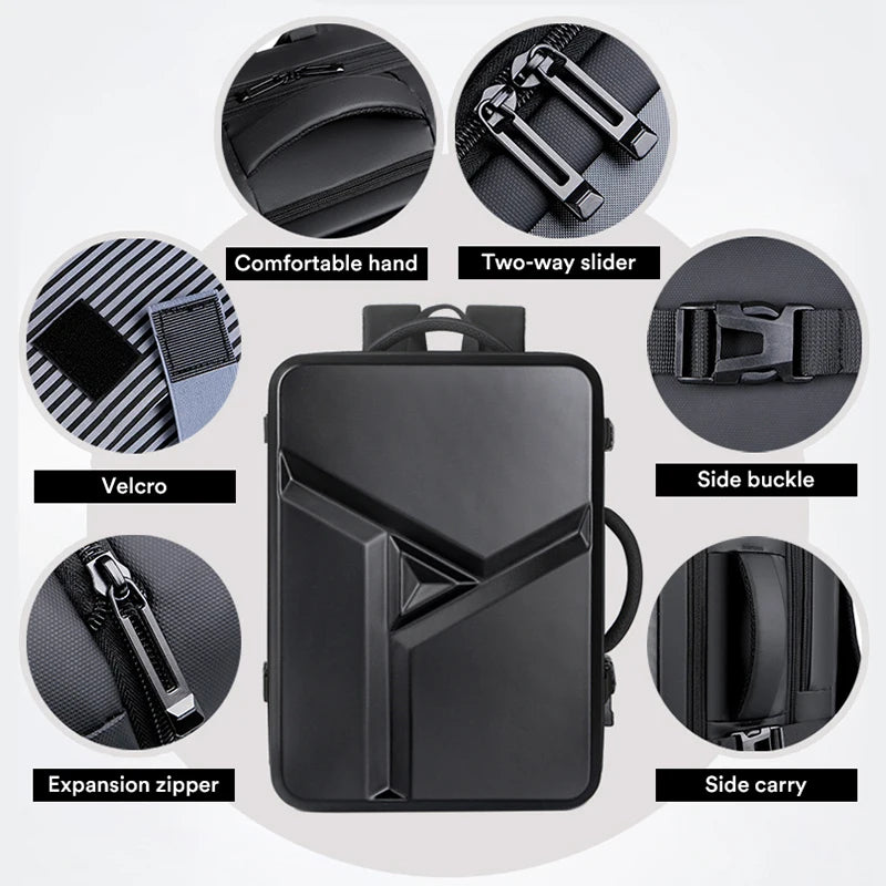 17.3''Hard Shell Backpack Men's Business Laptop Backpack Thickened 50L Large Capacity Travel Bag Fashion Trend Computer Backpack
