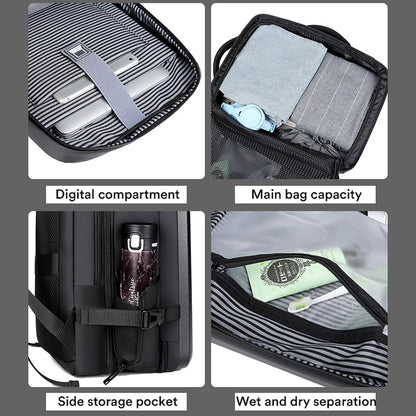 17.3''Hard Shell Backpack Men's Business Laptop Backpack Thickened 50L Large Capacity Travel Bag Fashion Trend Computer Backpack