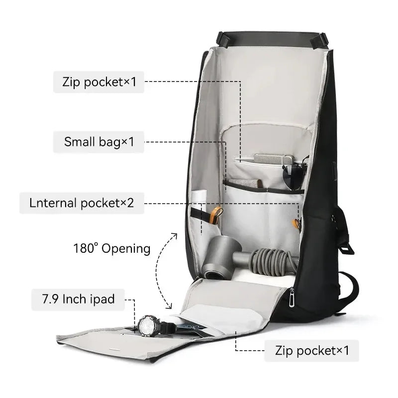 17.3 Inch Laptop Backpck For Men Large Capacity Exapandable 40L Backpack Waterproof Outdoor Travel Backpack W/USB Charging Port