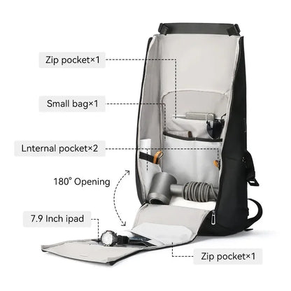 17.3 Inch Laptop Backpck For Men Large Capacity Exapandable 40L Backpack Waterproof Outdoor Travel Backpack W/USB Charging Port