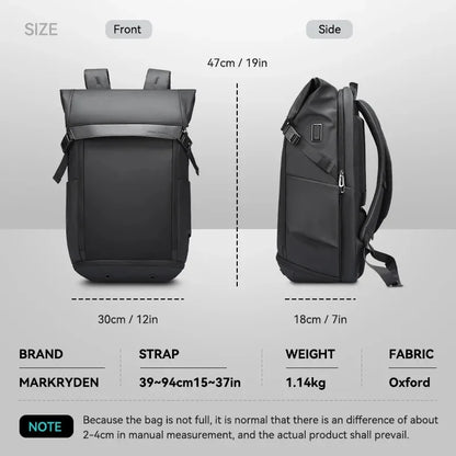 17.3 Inch Laptop Backpck For Men Large Capacity Exapandable 40L Backpack Waterproof Outdoor Travel Backpack W/USB Charging Port