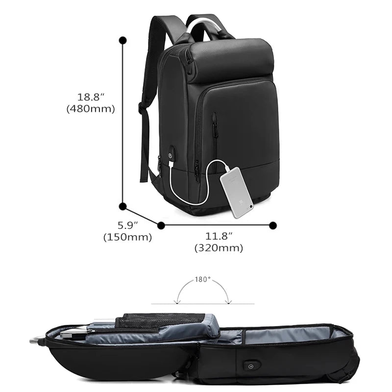 17.3 Inch PVC&Polyester Men Backpack High Quality Waterproof Business Laptop Backpack Travel Bags Large Capacity Backpack