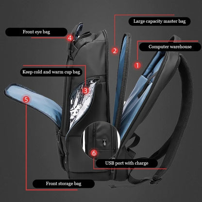17.3 Inch PVC&Polyester Men Backpack High Quality Waterproof Business Laptop Backpack Travel Bags Large Capacity Backpack
