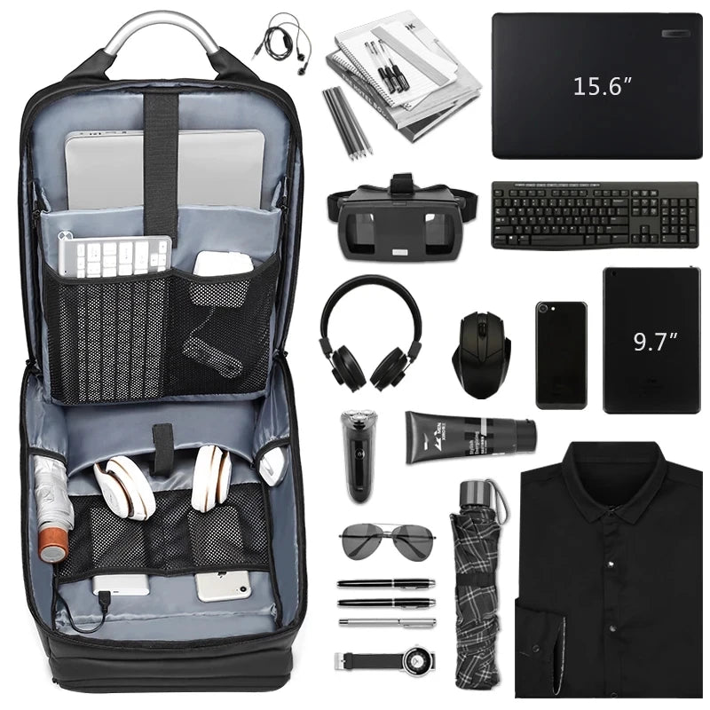 17.3 Inch PVC&Polyester Men Backpack High Quality Waterproof Business Laptop Backpack Travel Bags Large Capacity Backpack