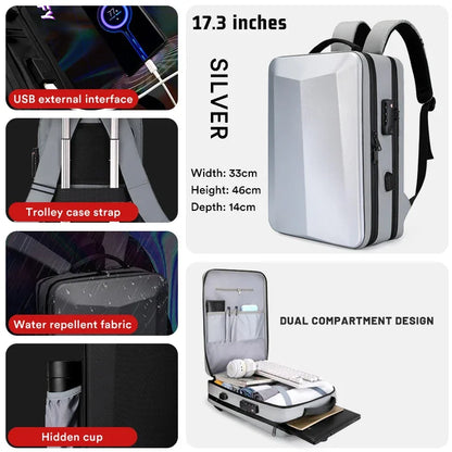 17.3''Laptop Backpack For Men High Quality Bag Commuting Business Backpack Plastic Waterproof Bag Work Hard Shell Computer Bag