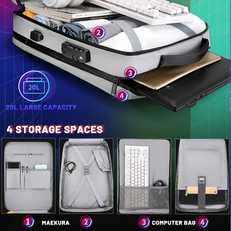 17.3''Laptop Backpack For Men High Quality Bag Commuting Business Backpack Plastic Waterproof Bag Work Hard Shell Computer Bag