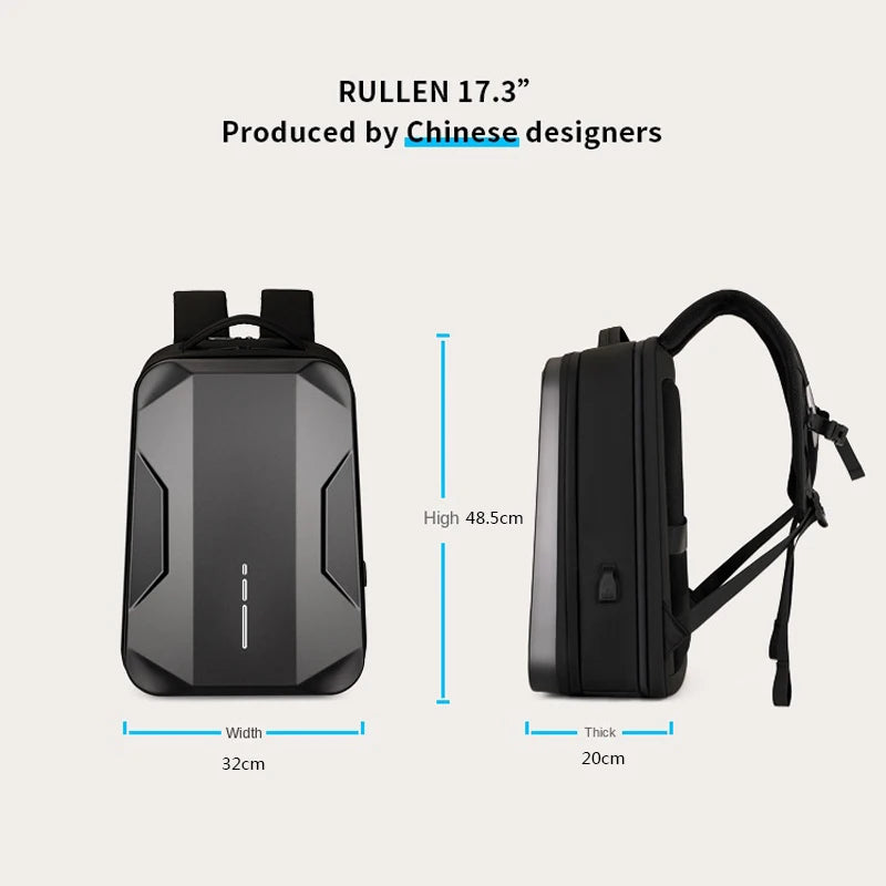 17.3''Laptop Backpack For Men High Quality Business Backpack Hard Shell Waterproof Travel Bag With USB Charging Computer Bag