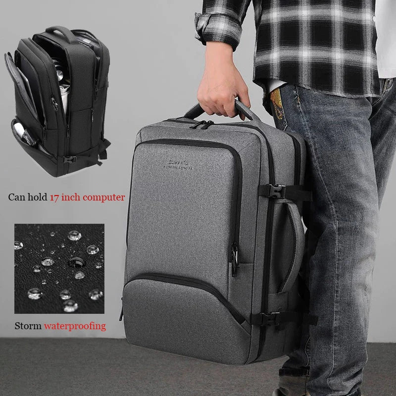 17.3''Large Capacity USB Port Multi-functional Business Laptop Backpack For Men Outdoor Travel Bag Oxford Waterproof Schoolbag