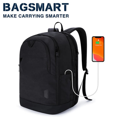 17.3inch Large Travel Backpack Men BAGSMART Computer Laptop Backpacks with USB Charging Part Expandable School Bag for Women
