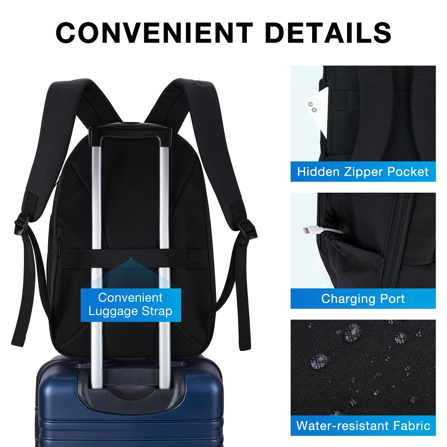 17.3inch Large Travel Backpack Men BAGSMART Computer Laptop Backpacks with USB Charging Part Expandable School Bag for Women