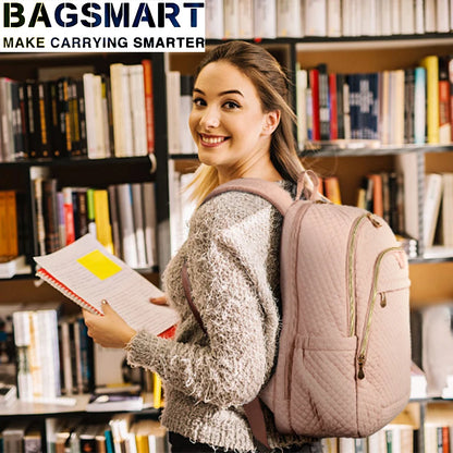 17.5’’ Anti-theft Laptop Backpack Women BAGSMART Multiple Pockets Travel Business College School Book Bag with USB Charging Port