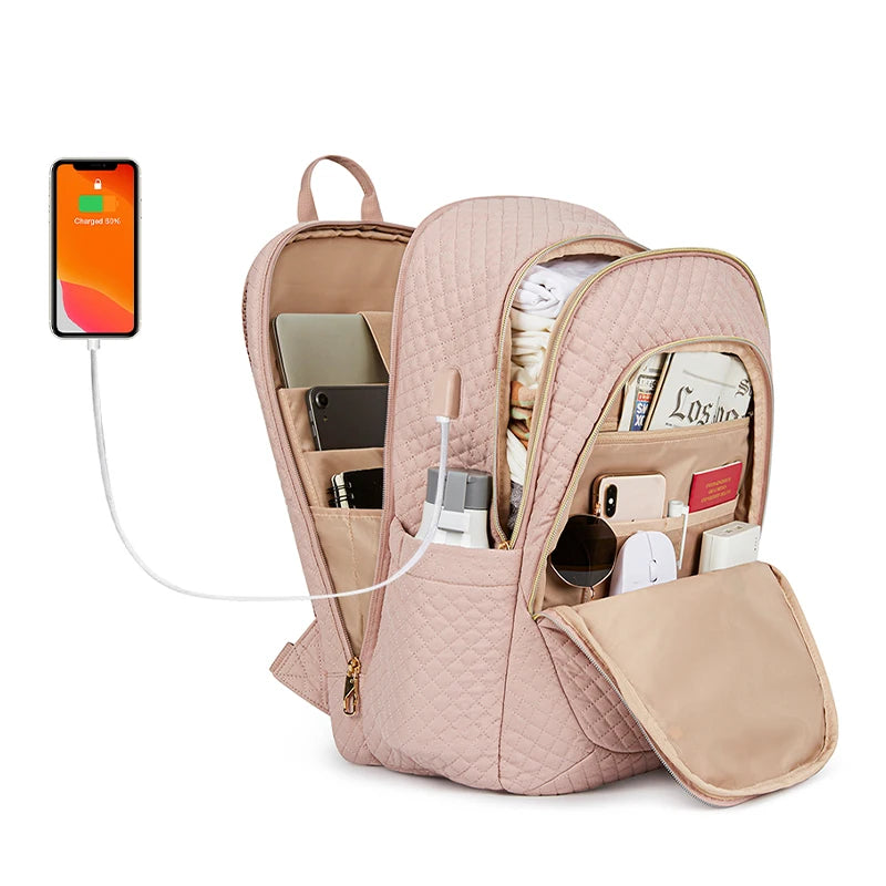17.5’’ Anti-theft Laptop Backpack Women BAGSMART Multiple Pockets Travel Business College School Book Bag with USB Charging Port