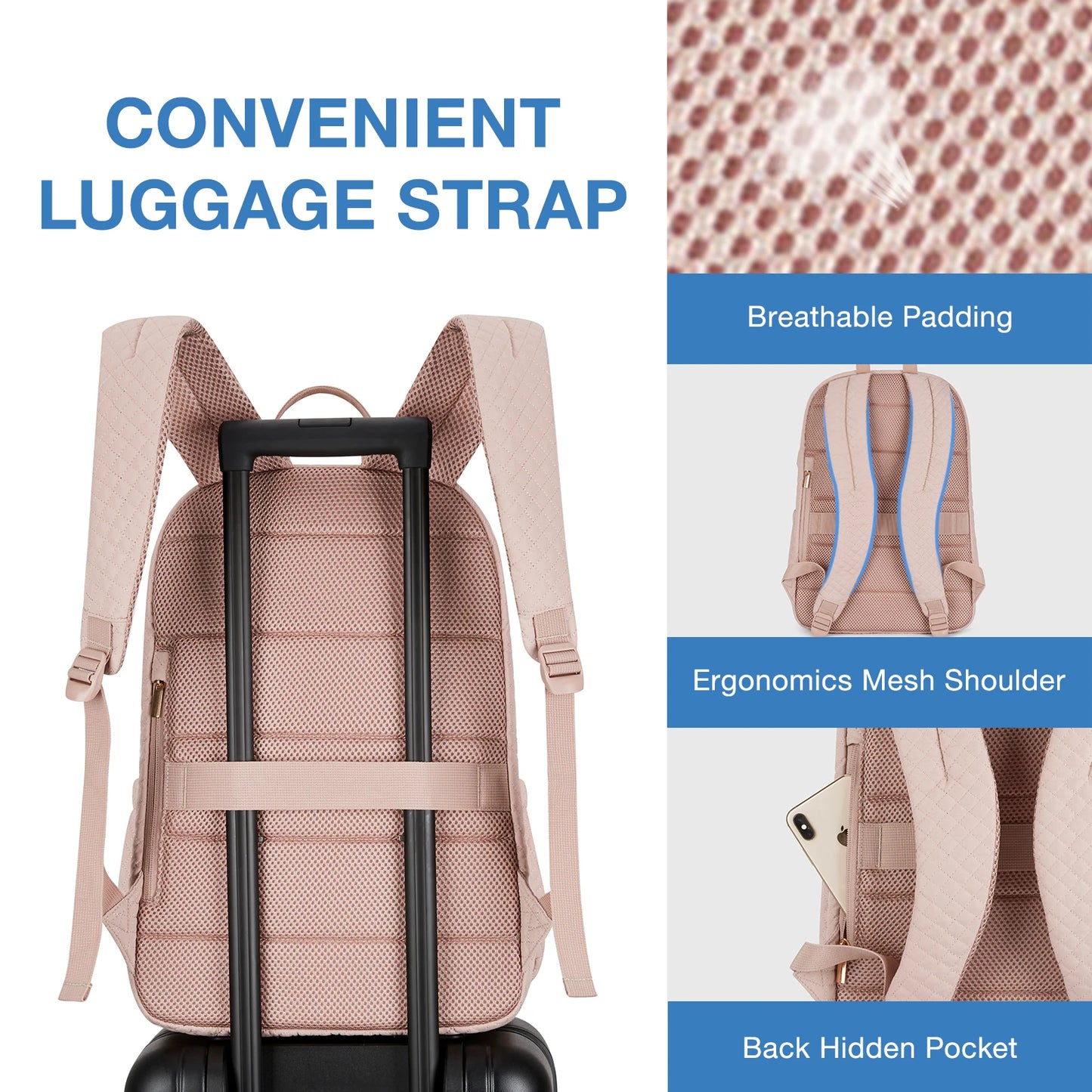 17.5’’ Anti-theft Laptop Backpack Women BAGSMART Multiple Pockets Travel Business College School Book Bag with USB Charging Port