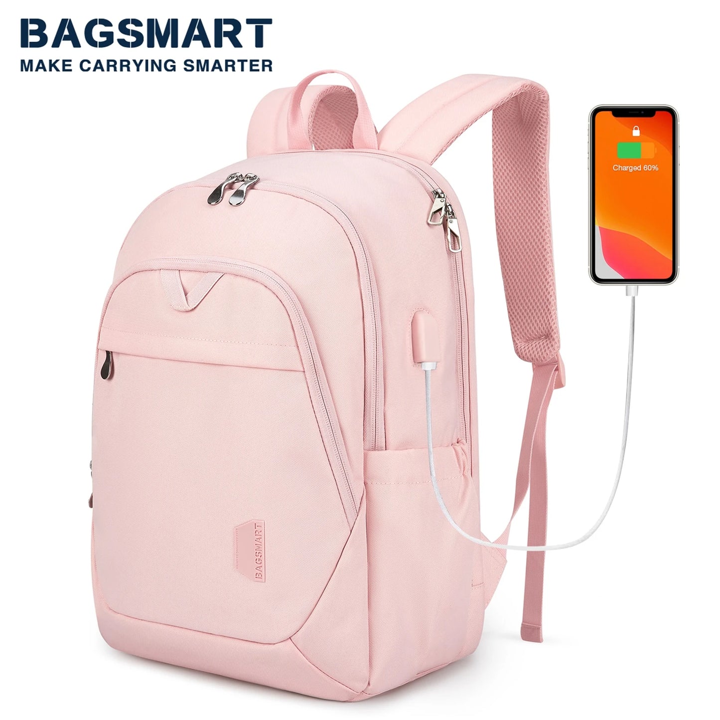 17.5’’ Anti-theft Laptop Backpack Women BAGSMART Multiple Pockets Travel Business College School Book Bag with USB Charging Port