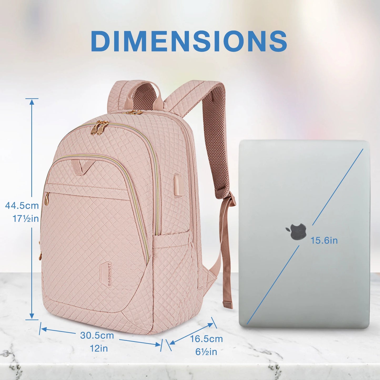 17.5’’ Anti-theft Laptop Backpack Women BAGSMART Multiple Pockets Travel Business College School Book Bag with USB Charging Port