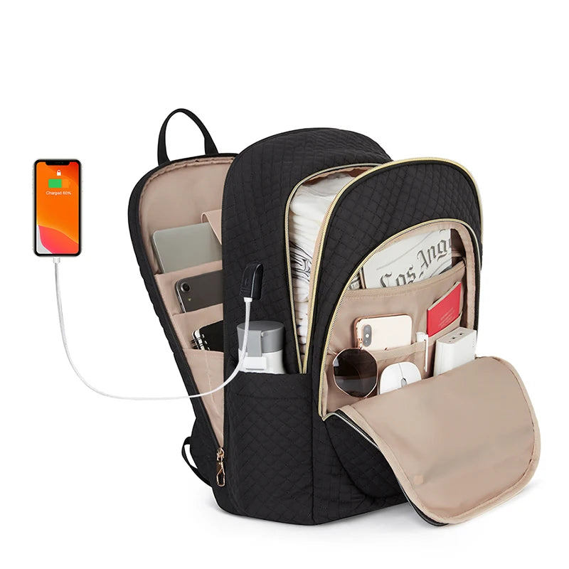 17.5’’ Anti-theft Laptop Backpack Women BAGSMART Multiple Pockets Travel Business College School Book Bag with USB Charging Port