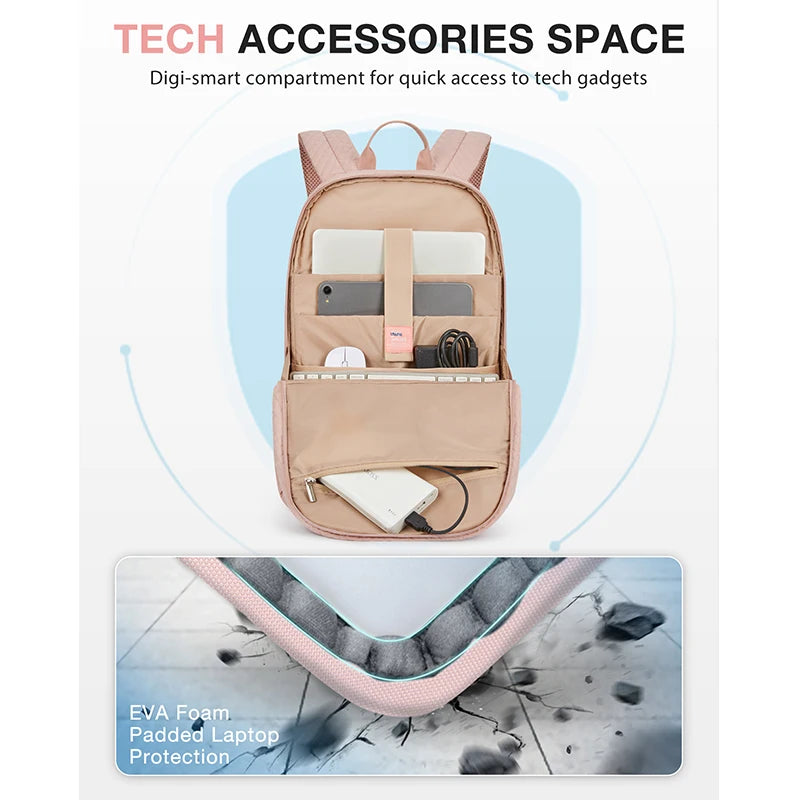 17.5’’ Anti-theft Laptop Backpack Women BAGSMART Multiple Pockets Travel Business College School Book Bag with USB Charging Port