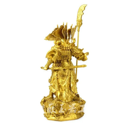 17" Chinese Bronze 9 Dragon Warrir GuanGong  GuanYu Hold Sword Statue