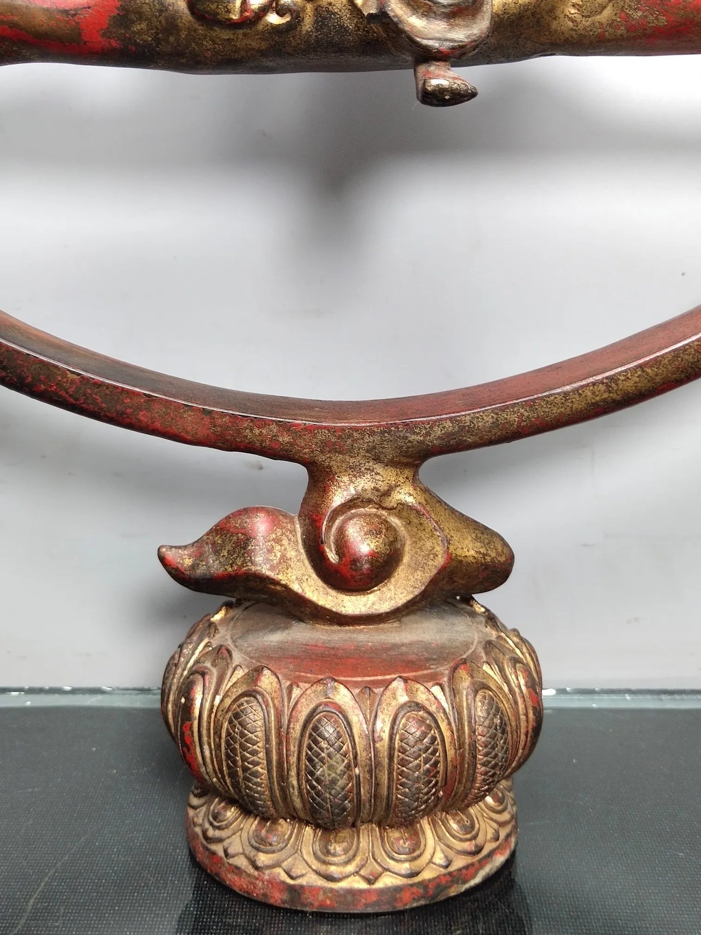17"Tibet Temple Collection Old Bronze Lacquer Cinnabar Northern Wei Buddha Free Avalokitesvara Back light Sitting Buddha
